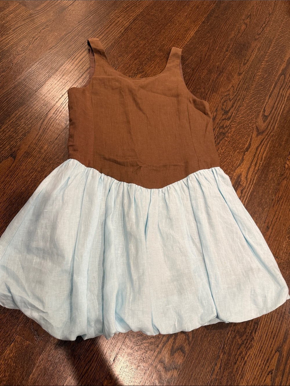 Zara Brown and Light Blue Sleeveless Dress